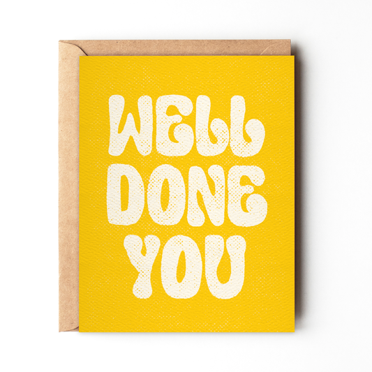 Daydream Prints - Well done you - Bright yellow grad card, congrats card
