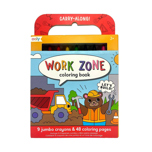 OOLY - Carry Along Crayons & Coloring Book Kit - Work Zone