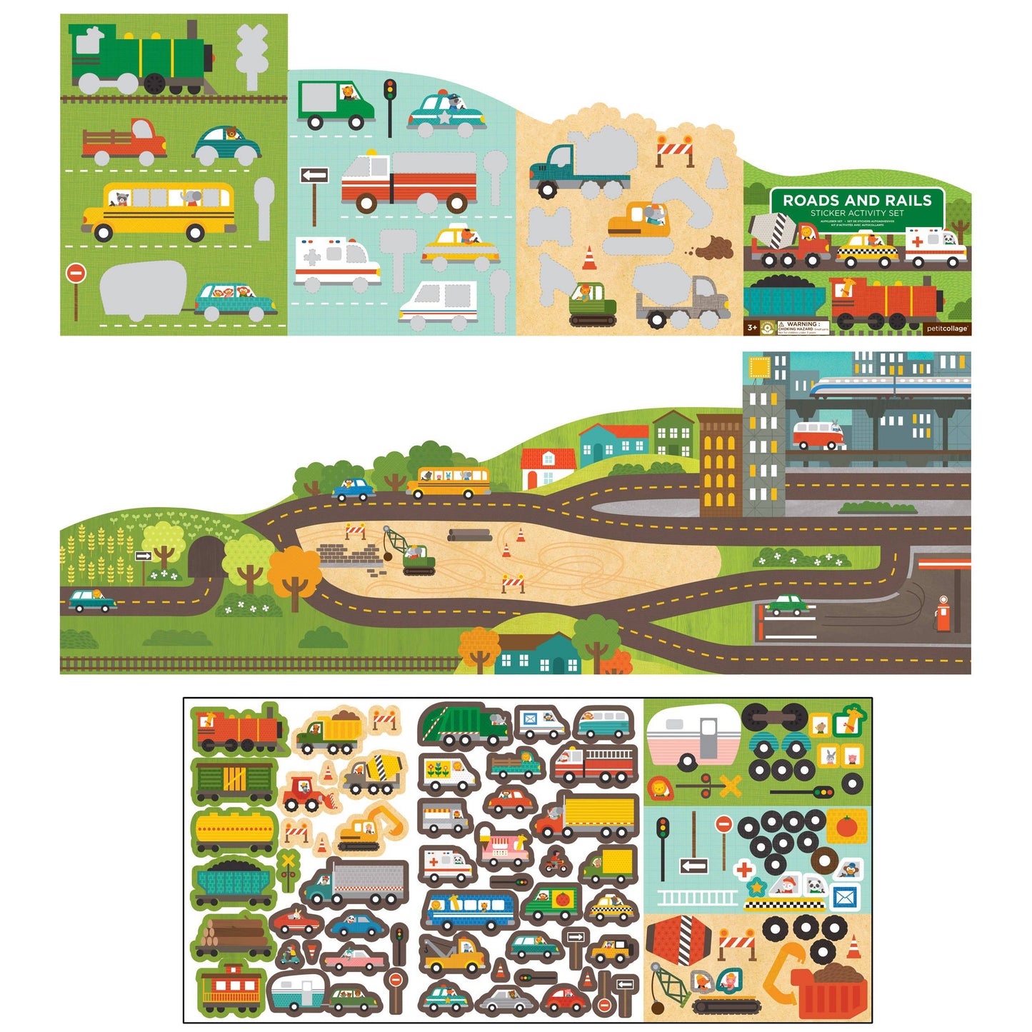 Petit Collage - Roads & Rails Sticker Activity Set