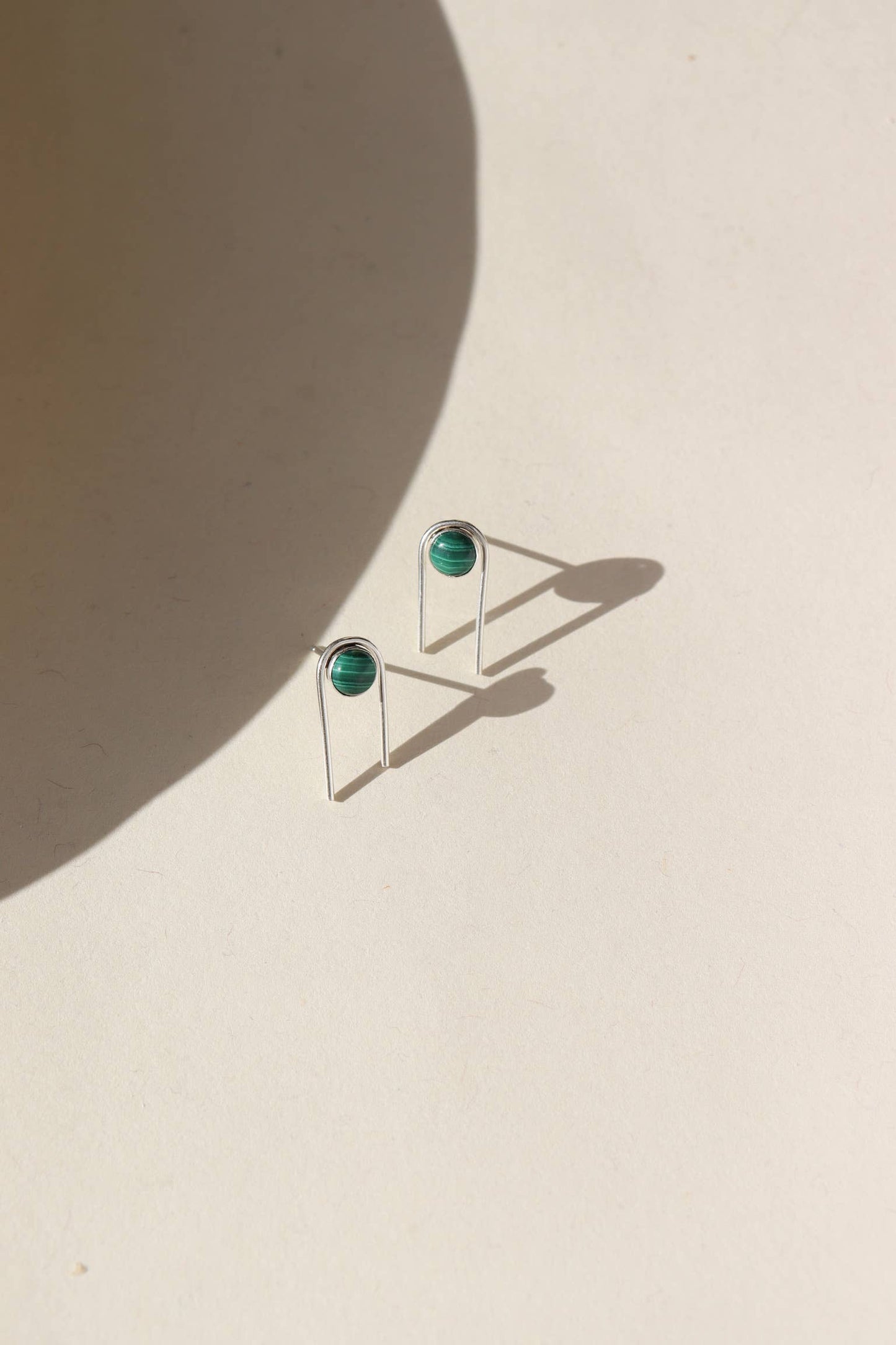 Token Jewelry - Arc Studs with Malachite | Green Stud Earrings
