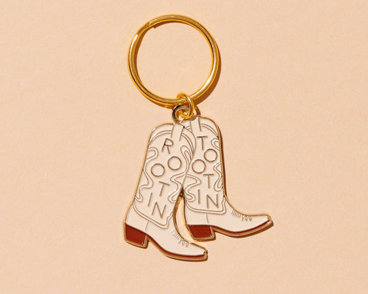 And Here We Are - Rootin' Tootin' Western Cowboy Boot Keychain Gift