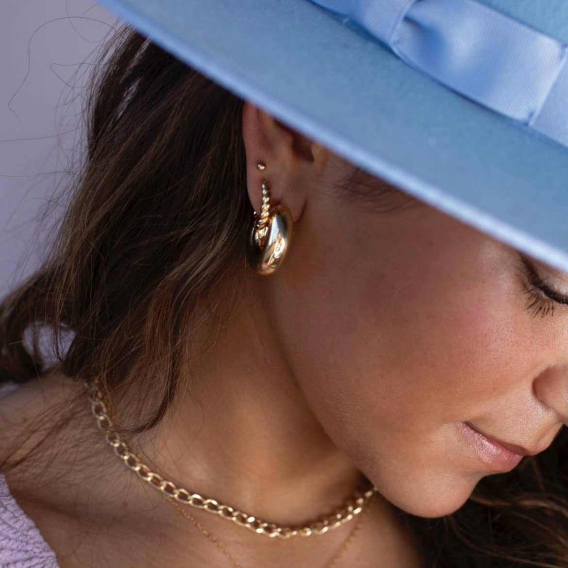 Token Jewelry - Cloud Hoops - Chunky Hoops, Trendy Earrings, 14k Gold Fill