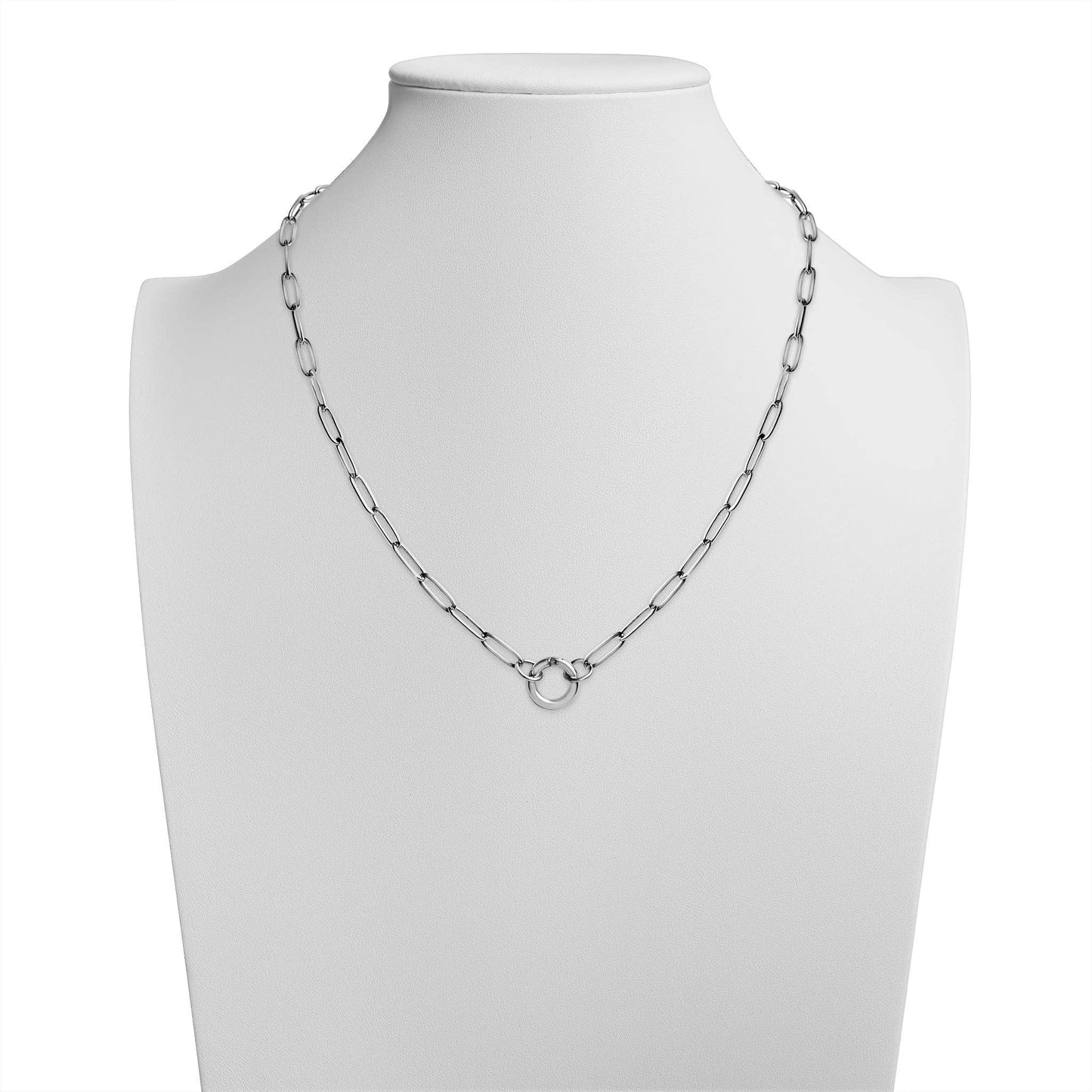 WJW - Stainless Steel Paperclip Charm Keeper Necklace