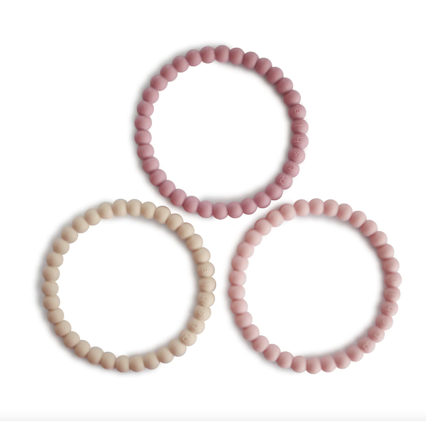 Mushie Pearl Teething Bracelet - 3 Pack - Multiple Color Options