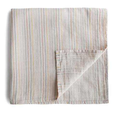 Muslin Swaddle Blanket Organic Cotton Retro Stripe
