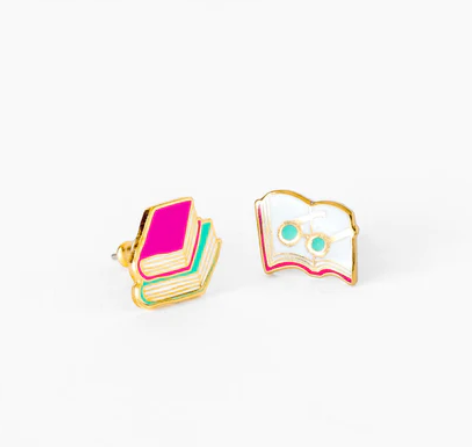 Yellow Owl Earrings - Books & Glasses