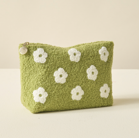 The Darling Effect - Zippered Teddy Pouch - Green Floral - Large
