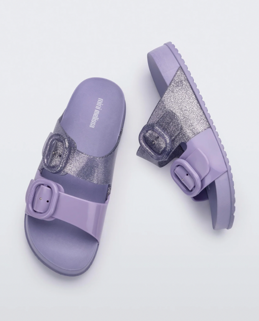 Mini Melissa Cozy Slide Girls Sandals - Lilac Glitter