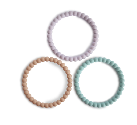 Mushie Pearl Teething Bracelet - 3 Pack - Multiple Color Options