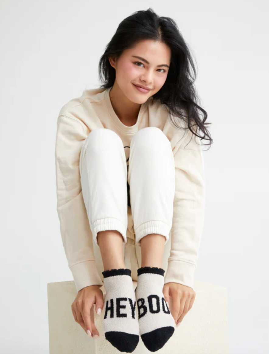 Shiraleah Hey Boo Home Socks - Taupe