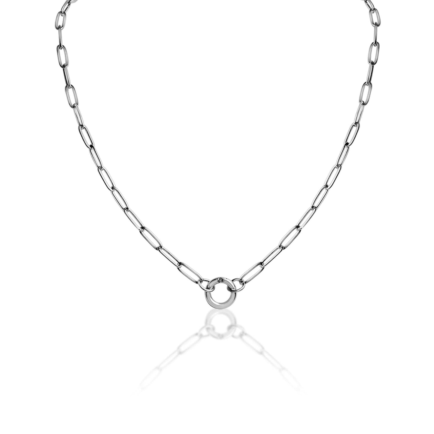 WJW - Stainless Steel Paperclip Charm Keeper Necklace