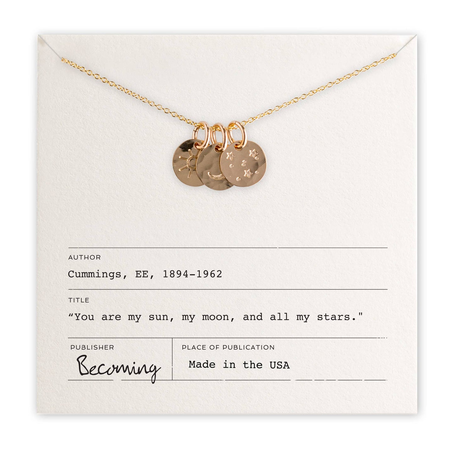 Sun Moon and Stars Necklace: Sterling Silver