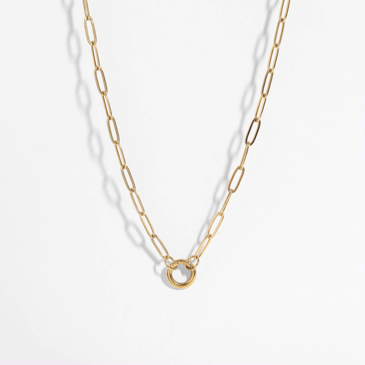 WJW - Stainless Steel Paperclip Charm Keeper Necklace