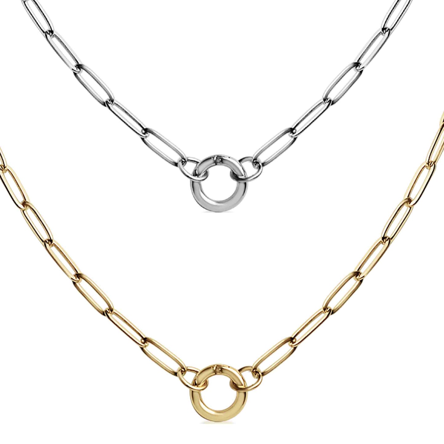 WJW - Stainless Steel Paperclip Charm Keeper Necklace