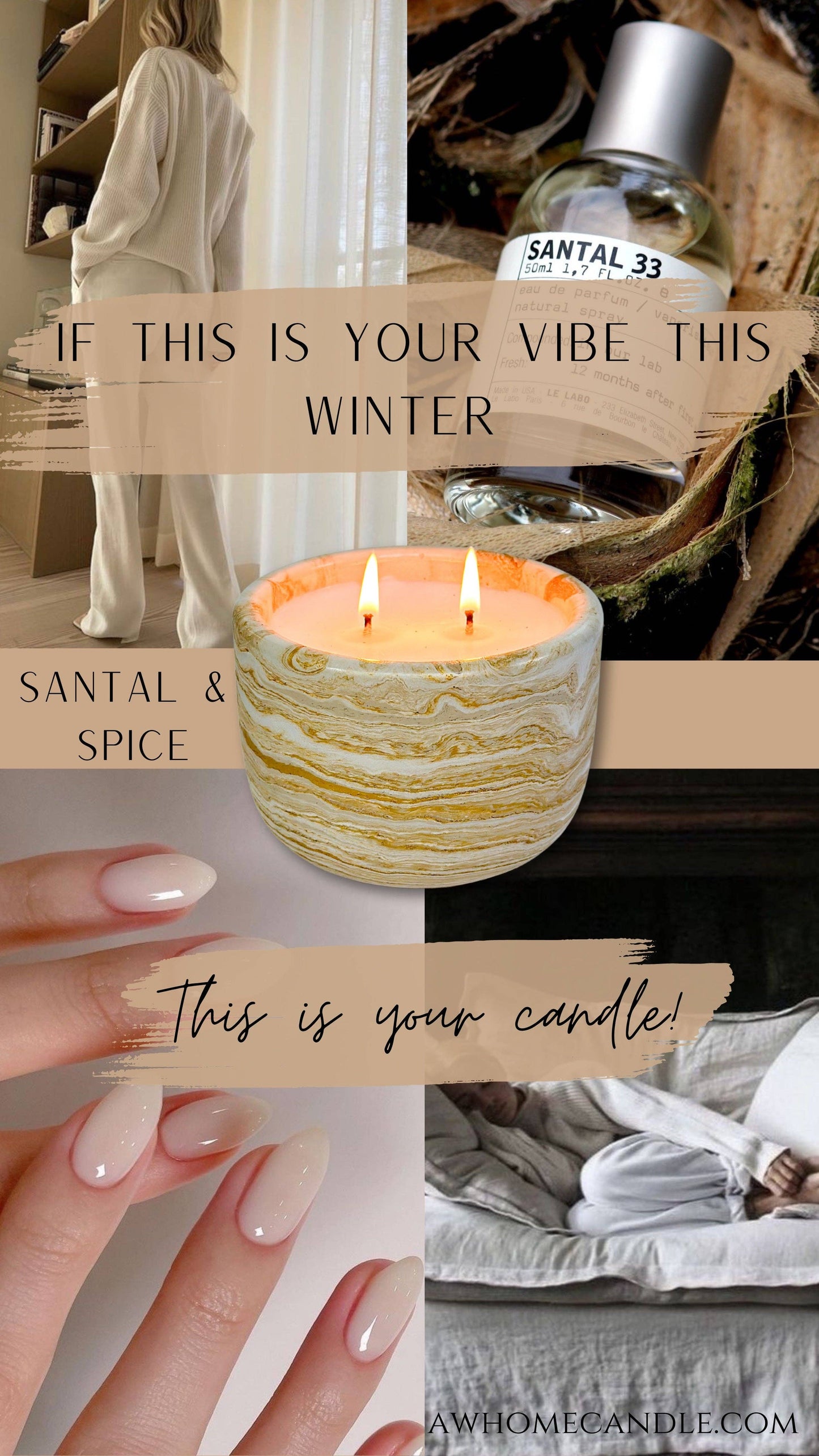 SANTAL & SPICE 8oz Concrete Candle | Sustainable | Reusable | Nontoxic | Coconut Wax Candle