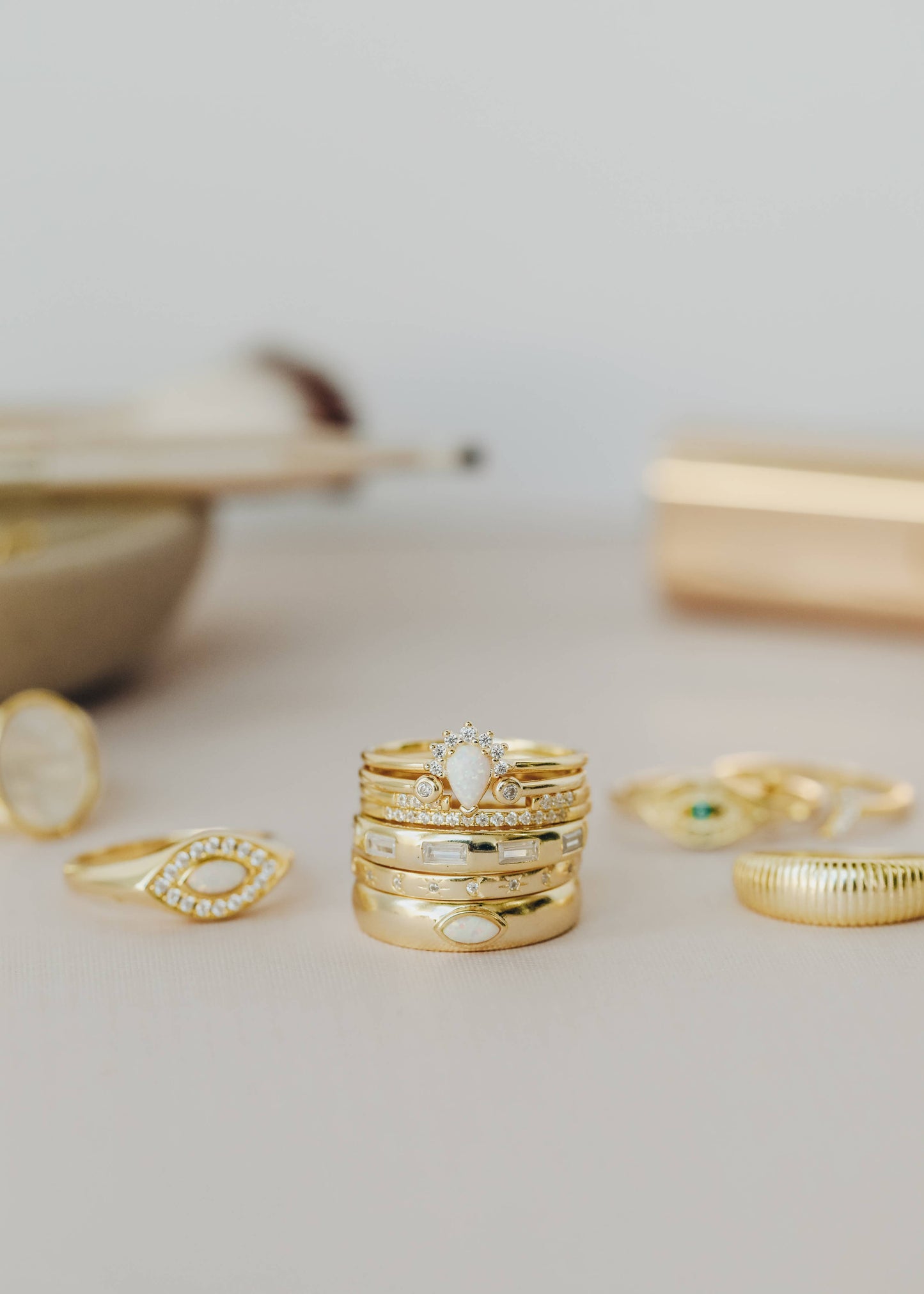 JaxKelly - Gold Rings - Inset Baguette
