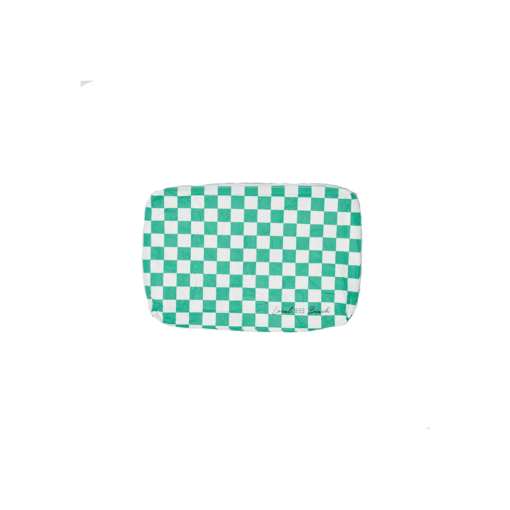 Local Beach - Green Checker Water Resistant Pouch