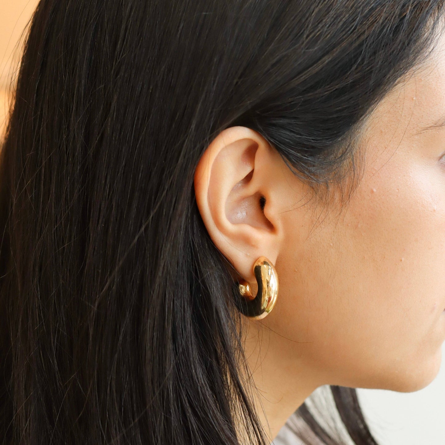Token Jewelry - Cloud Hoops - Chunky Hoops, Trendy Earrings, 14k Gold Fill