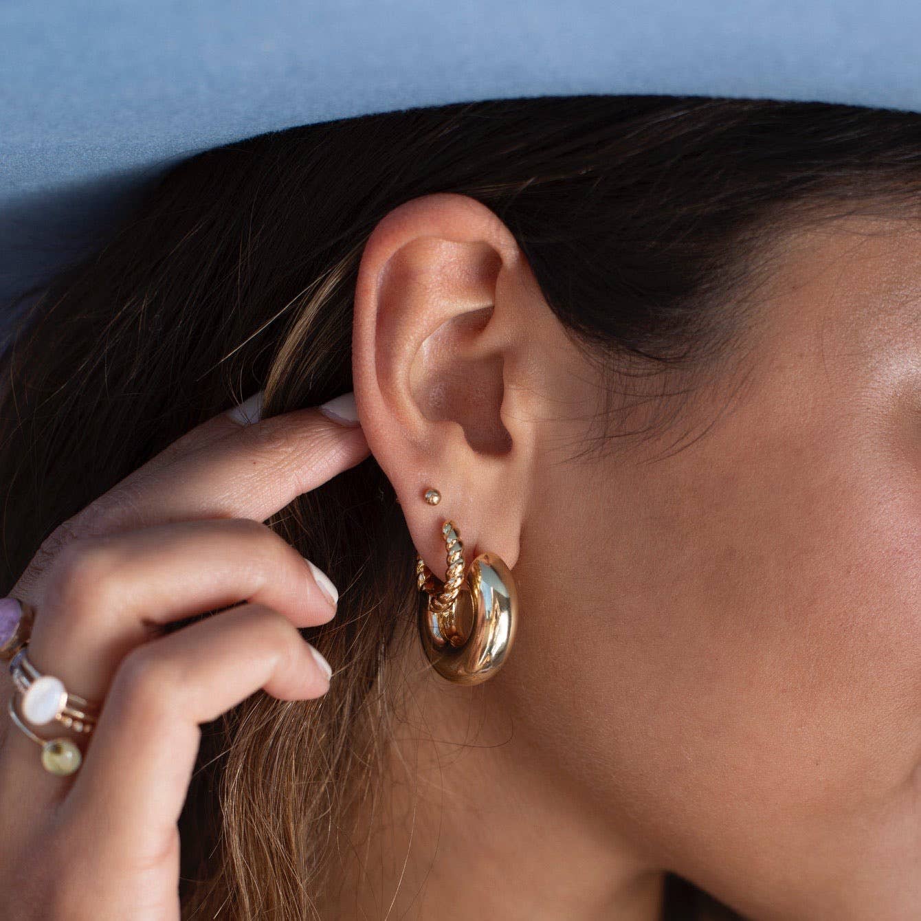 Token Jewelry - Cloud Hoops - Chunky Hoops, Trendy Earrings, 14k Gold Fill