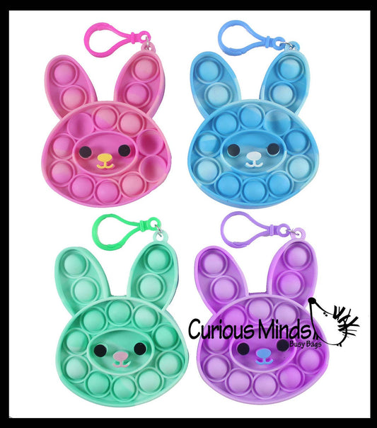 Curious Minds Toys - 1 Small Bunny on Clip Bubble Popper Toy - Easter Themed - Ea