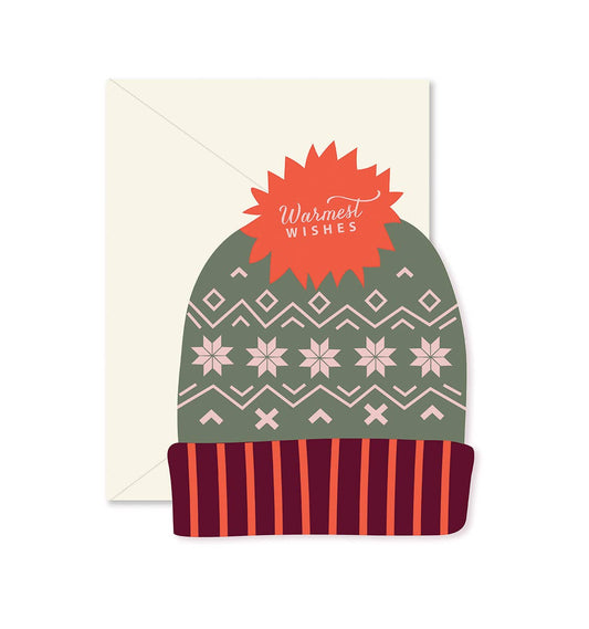 Warmest Wishes Stocking Hat Christmas Greeting Card: Single Card