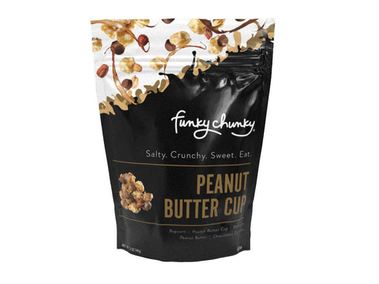 Funky Chunky - Peanut Butter Cup 5oz Bags | Chocolate Popcorn | 6 Pack