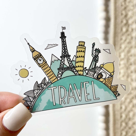 Big Moods - Travel The World Clear Sticker