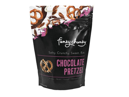 Funky Chunky - Chocolate Pretzel 5oz Bags | Chocolate Pretzels | 6 Pack