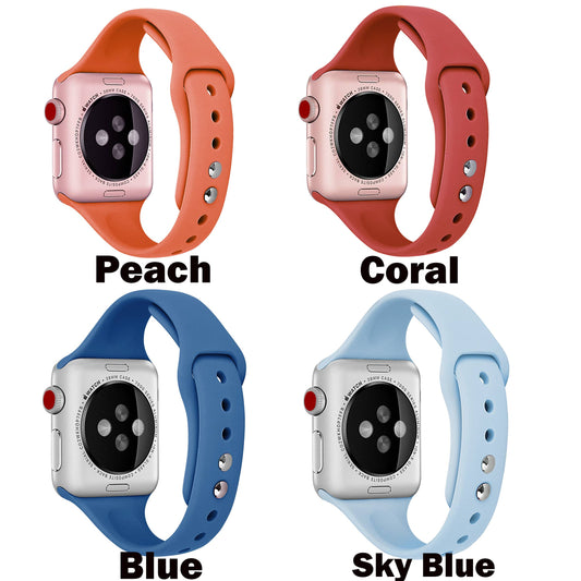 ShopTrendsNow - Solid Slim Apple Watch Silicone Bands (Coral)