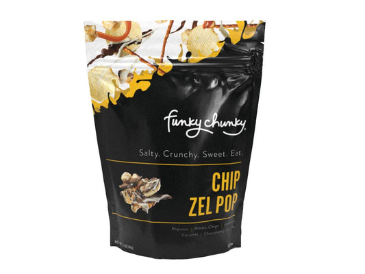 Funky Chunky - Chip Zel Pop 5oz Bags | Chocolate Popcorn | 6 Pack