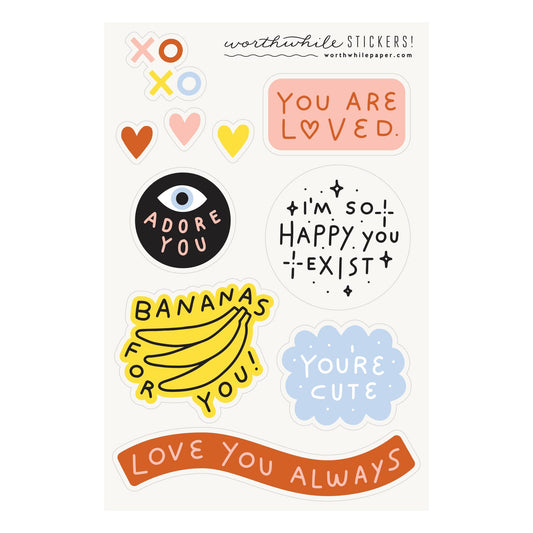 Worthwhile Paper - You Are Loved Sticker Sheet (set of 2)