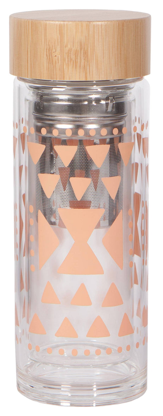 Danica Studio - Danica Studio Pink Sustain Double Glass Tea Infuser Bottle