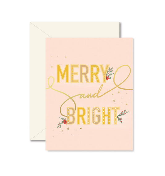 Merry + Bright Christmas Greeting Card