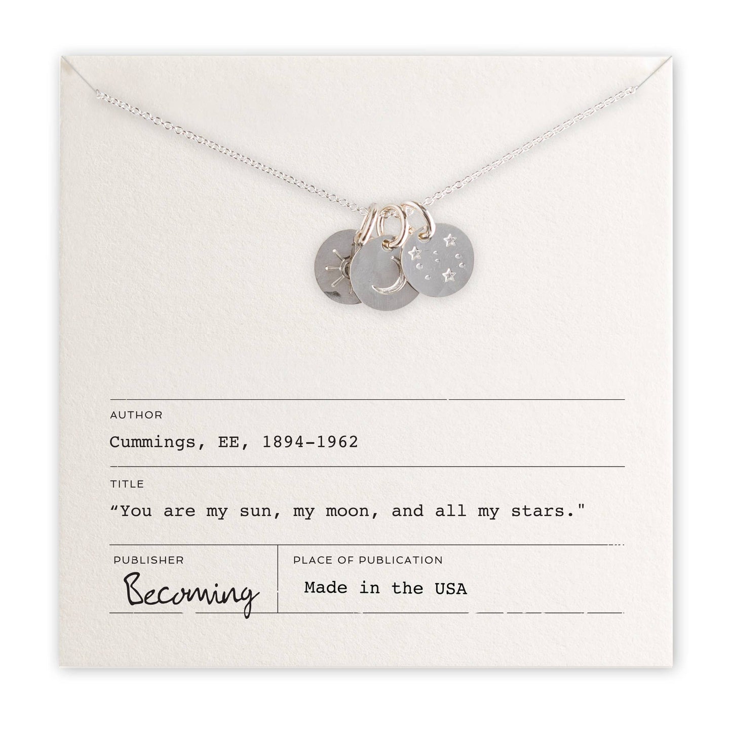 Sun Moon and Stars Necklace: Sterling Silver