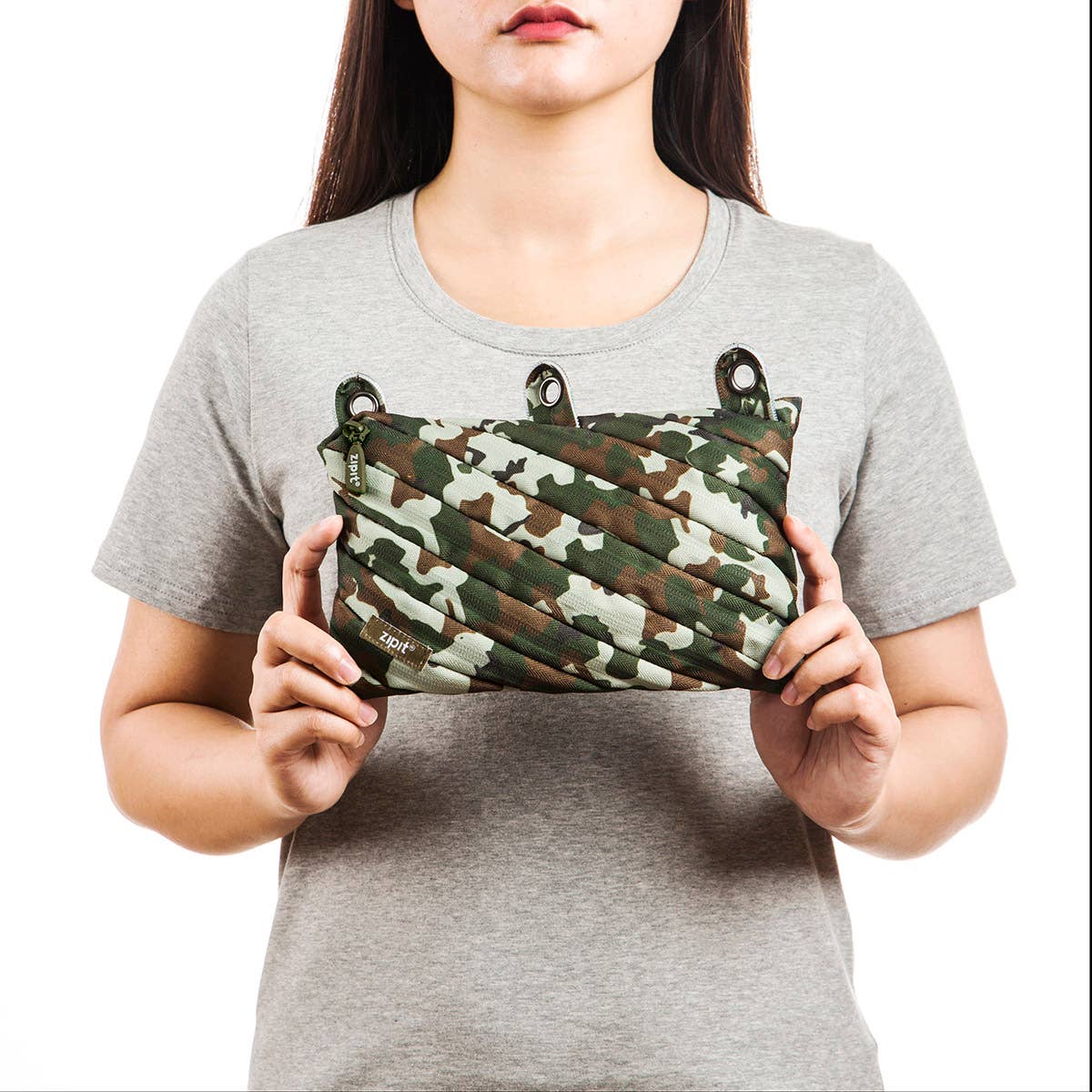 ZIPIT - ZIPIT Colorz 3 Ring Binder Pencil Pouch, Camo Green