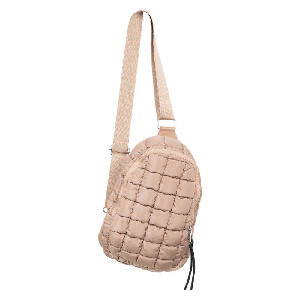 Katydid - Tan Quilted Sling Belt Bag