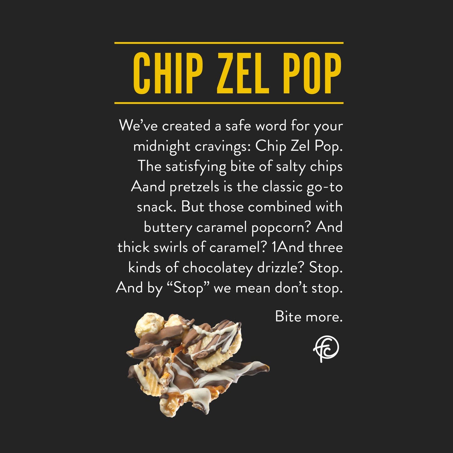 Funky Chunky - Chip Zel Pop 5oz Bags | Chocolate Popcorn | 6 Pack