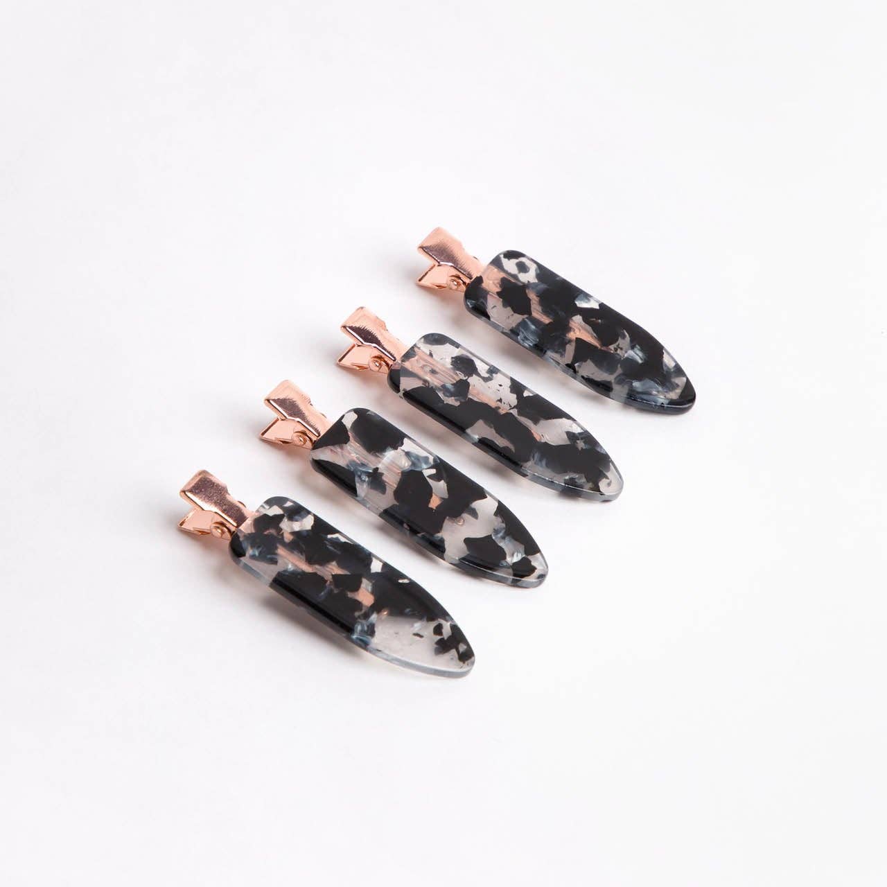 KITSCH - Eco-Friendly Creaseless Clips 4pc Set - Black Terrazzo