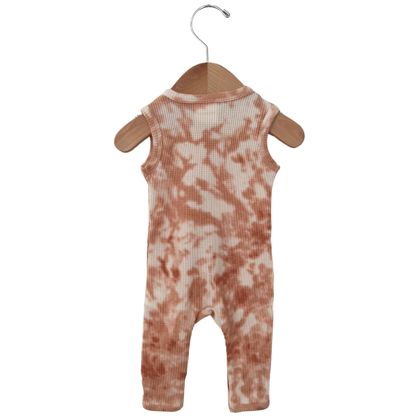 SpearmintLOVE - Organic Waffle Sleeveless Zip Romper, Spice Tie Dye