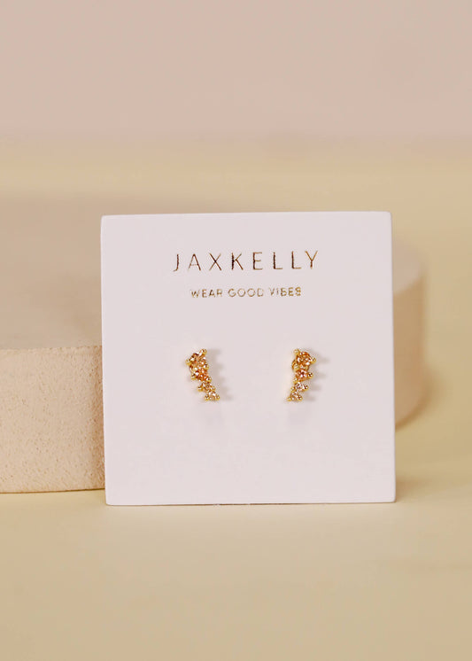 JaxKelly - Mini Crawler - Champagne CZ - Gold Earrings