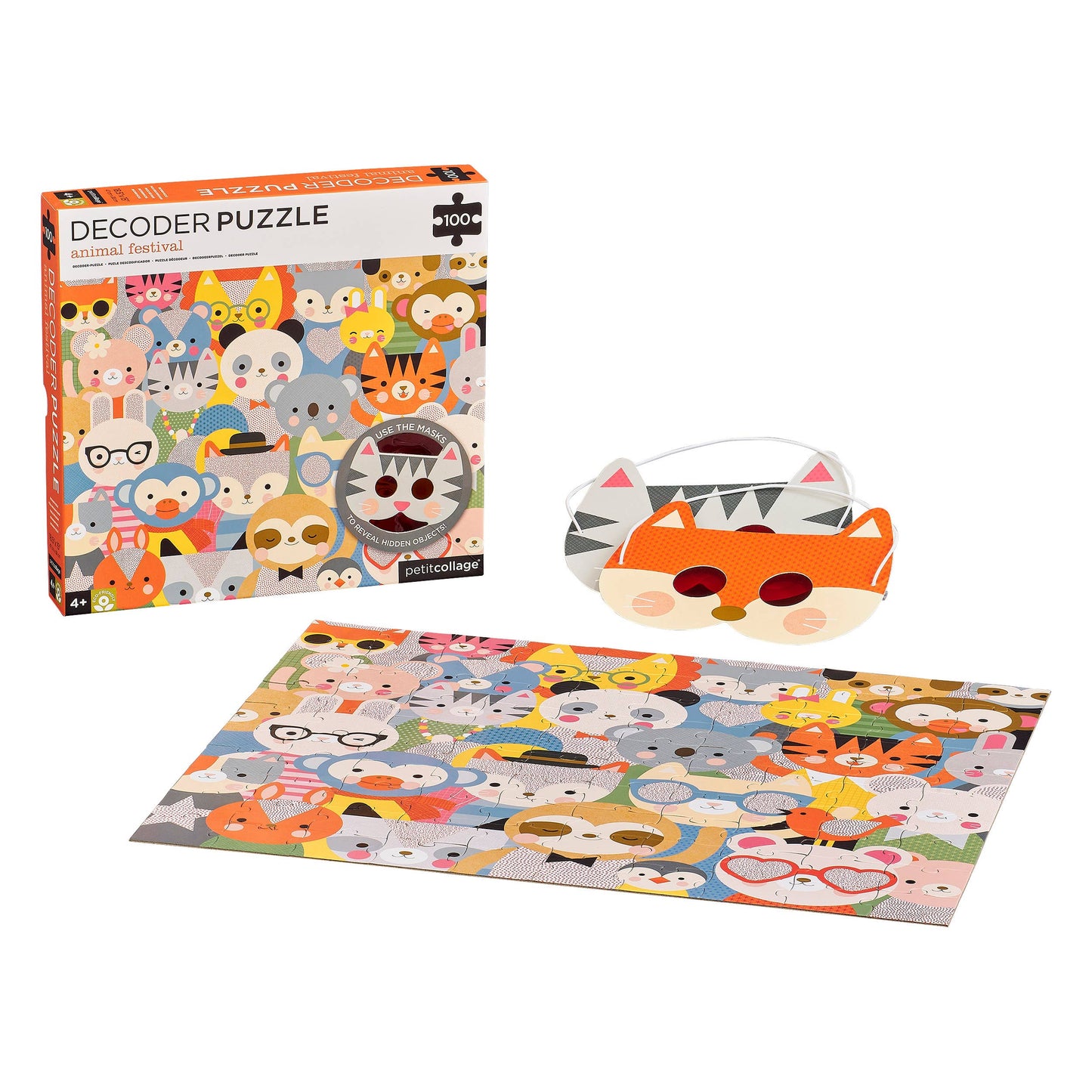 Petit Collage - Animal Festival 100-Piece Decoder Puzzle