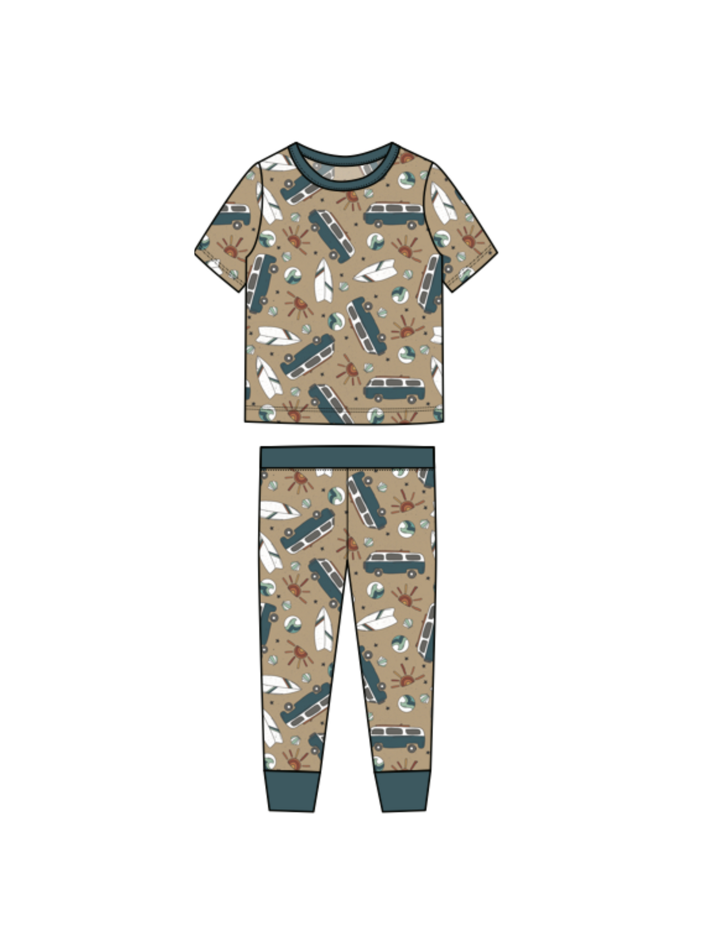 Livi Bee Co. - Beach Van 2 Piece Pajama Set