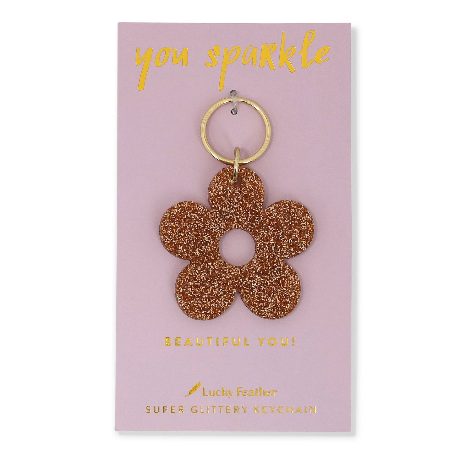 Lucky Feather - Gold Glitter Key - Shape - FLOWER