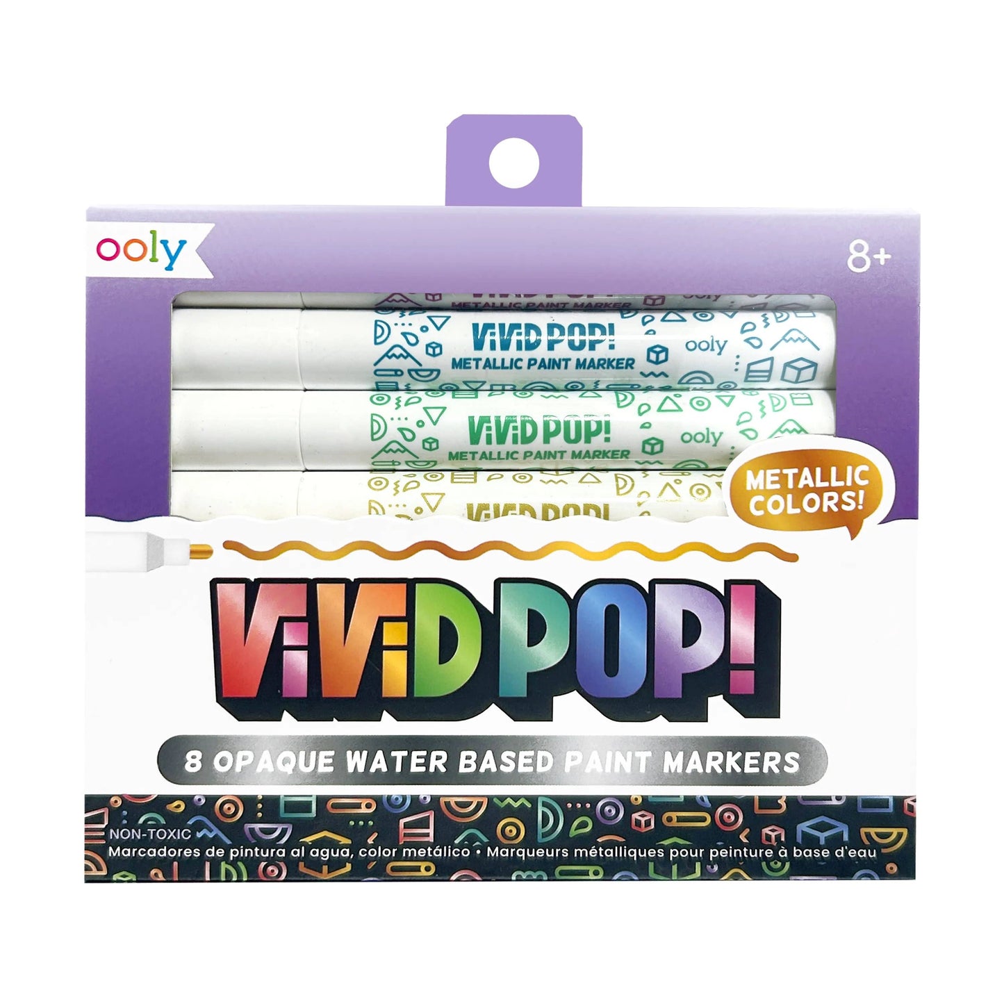 OOLY - Vivid Pop! Water-Based Paint Markers: Metallic (Set of 8)