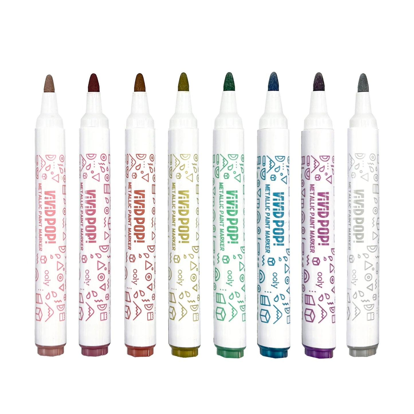 OOLY - Vivid Pop! Water-Based Paint Markers: Metallic (Set of 8)