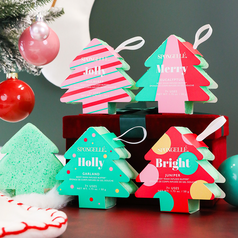 Spongellé - Holiday Tree Buffer Assorted Colors - Christmas Gifts