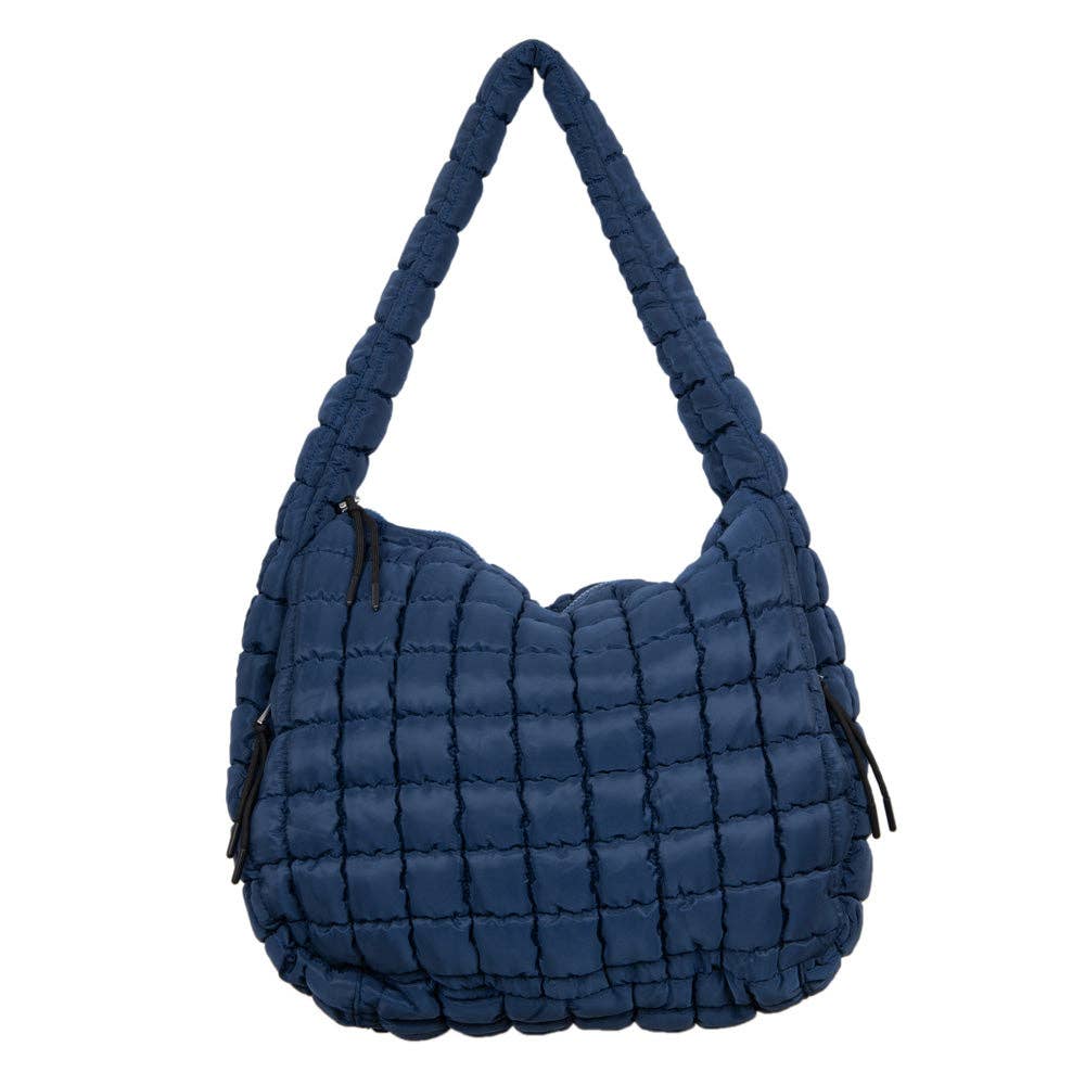 Katydid - Navy Oversized Quilted Hobo Tote Bag for Women