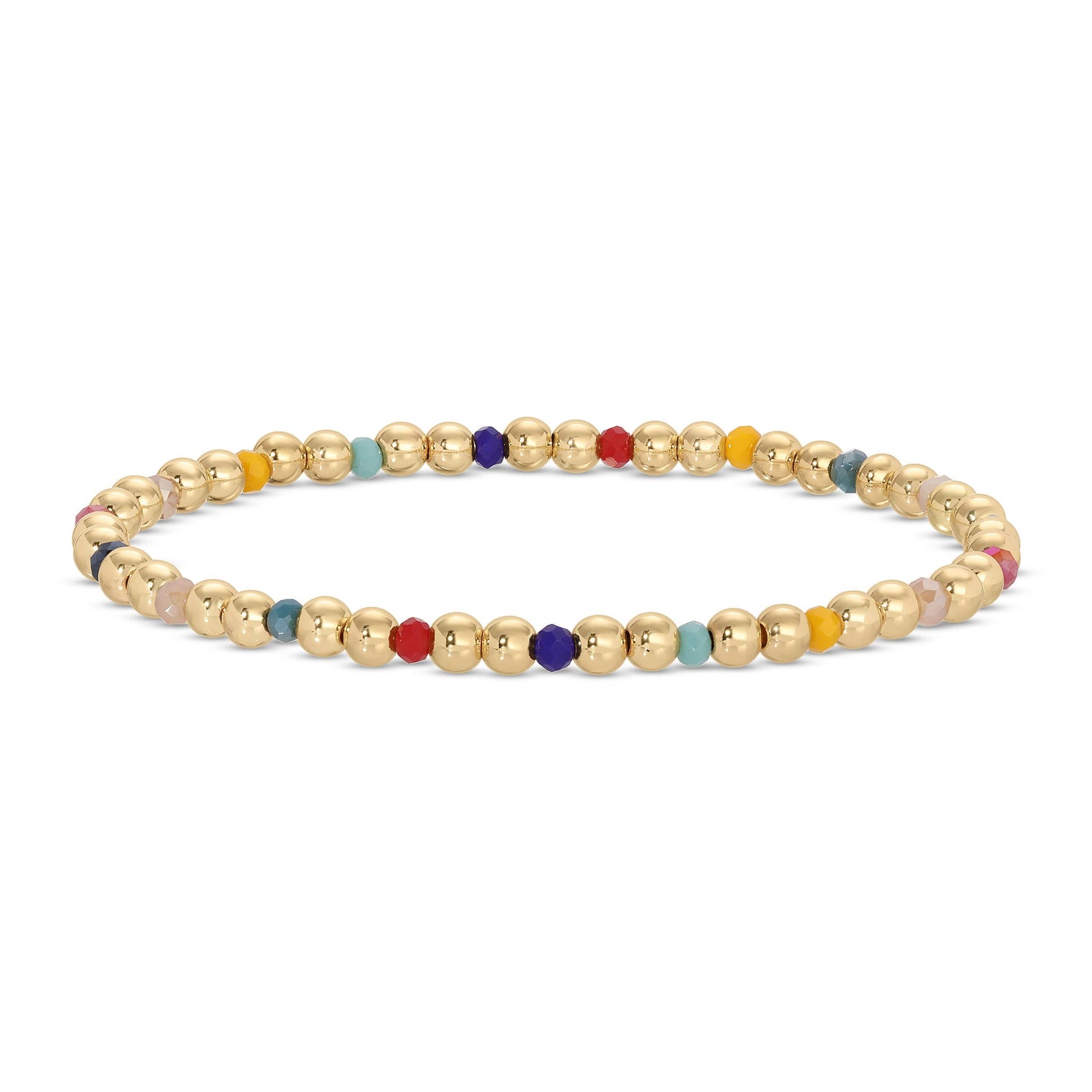 Splendid Iris - 4mm Bead & Crystal Stretch Bracelets - Assorted Colors