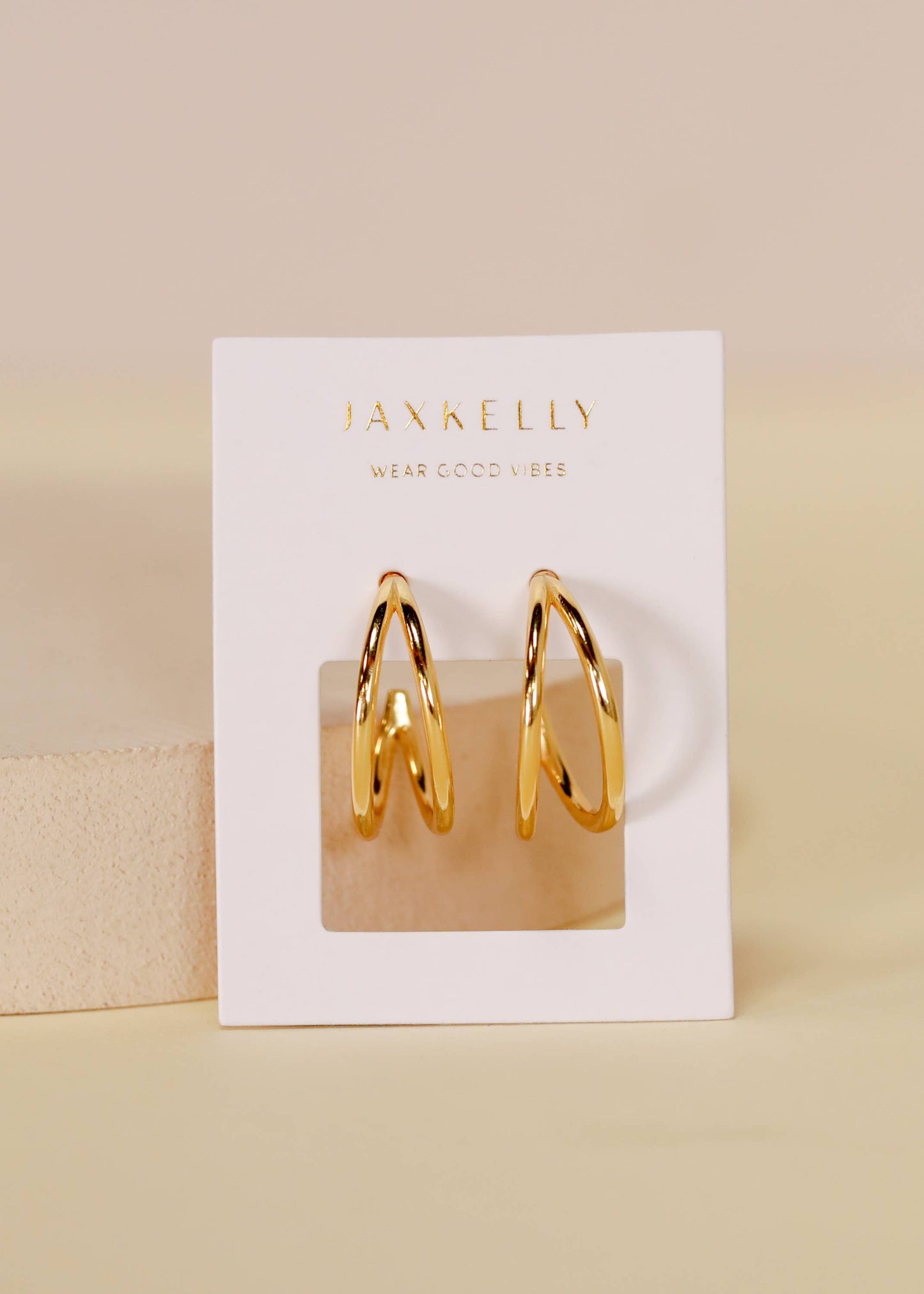 JaxKelly - Illusion Double Hoop - Gold Earrings