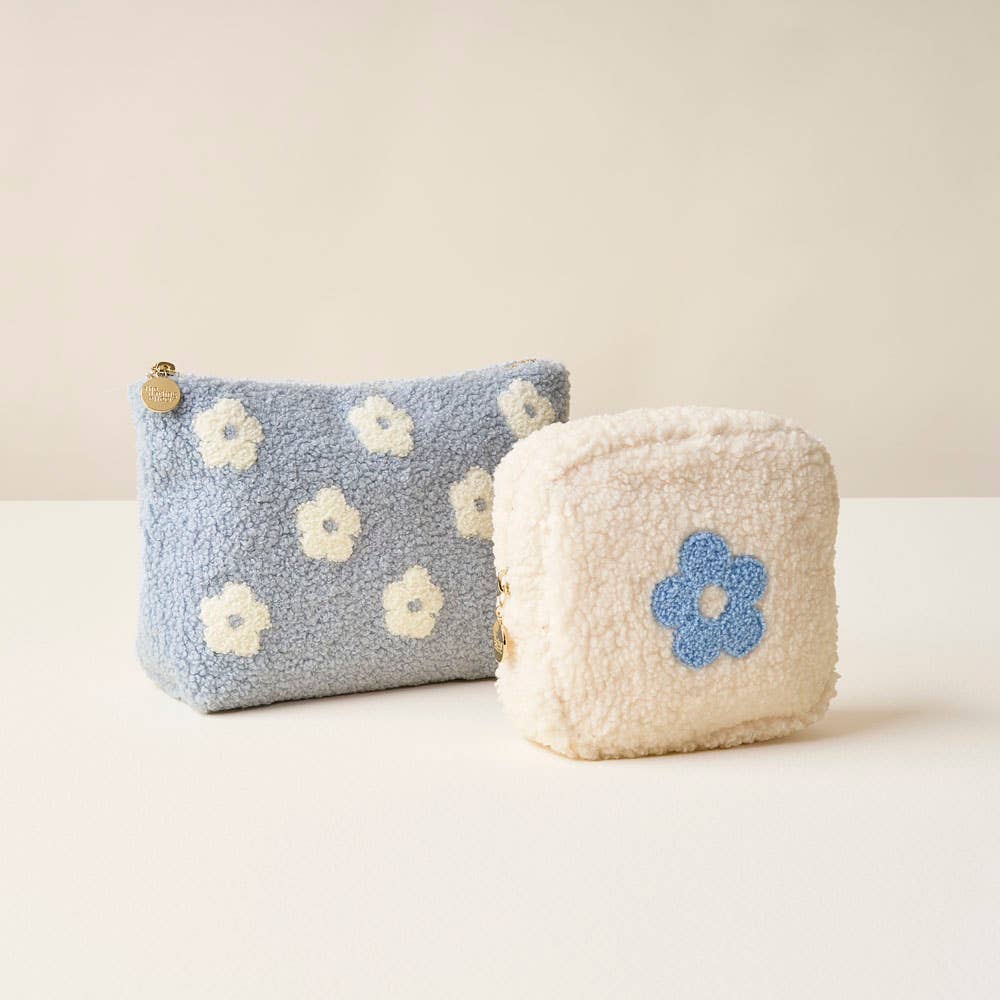 The Darling Effect - Teddy Pouch-Square Flower Blue